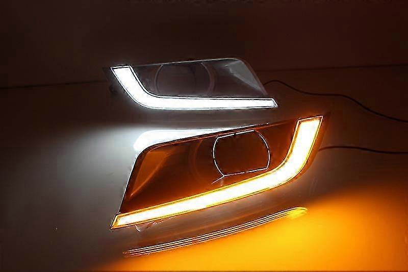 For Ford Ranger 2015 2016 2017 2018 Daytime running lights LED DRL Fog lamp driving lights with Yellow Turn Signal Function 25-26s