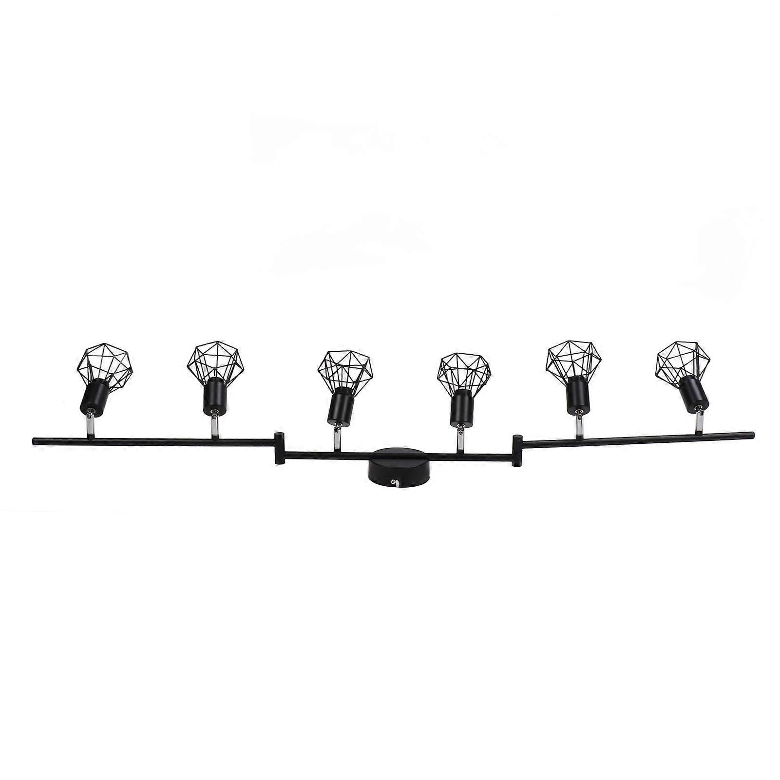 E14 6 光轨照明套件黑色 6 向天花板可旋转聚光灯轨道灯具，适用于卧室厨房走廊 85-265V