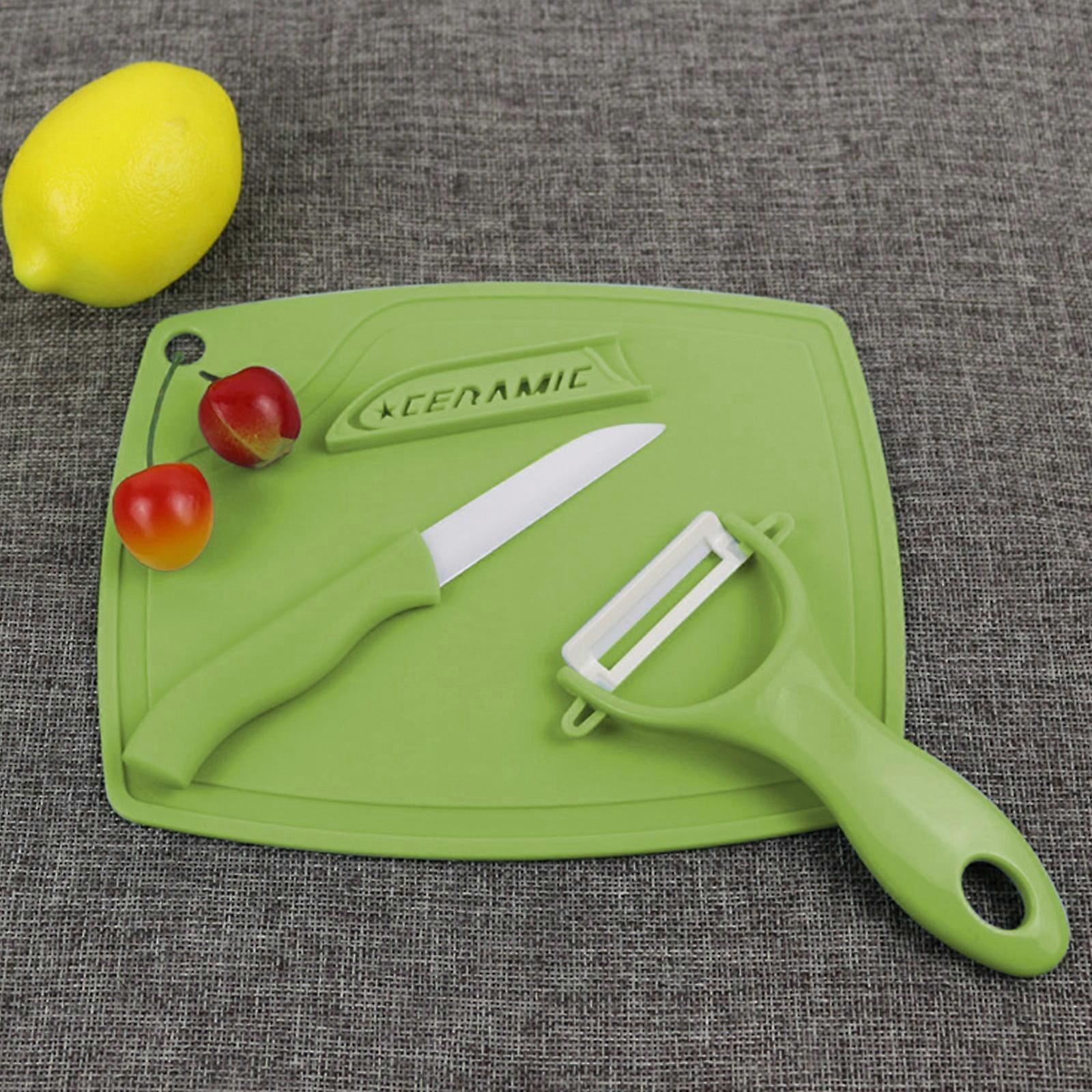 Ceramic Set With Fruit Vegetable Peeler Knife Mini Cutting Board Colorful Kitchen Tools 3PCS