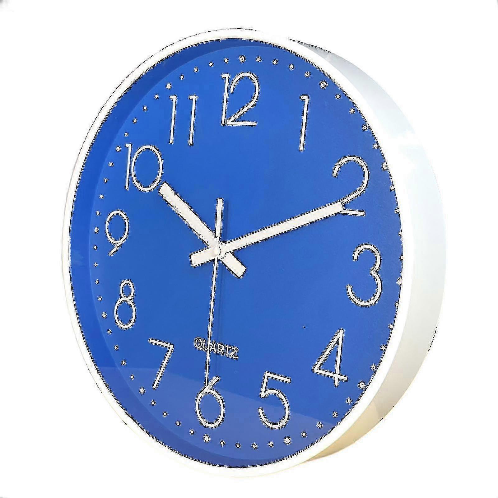 Silent Round Wall Clock for Office Decor, 10 Inch Quartz with 3D Numbers