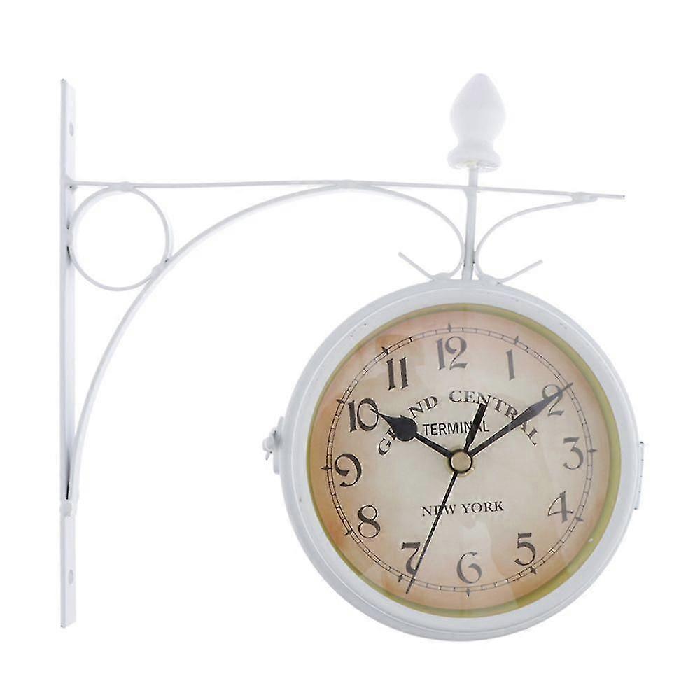 Creative Indoor Outdoor Hanging Double Side Wall Clock White