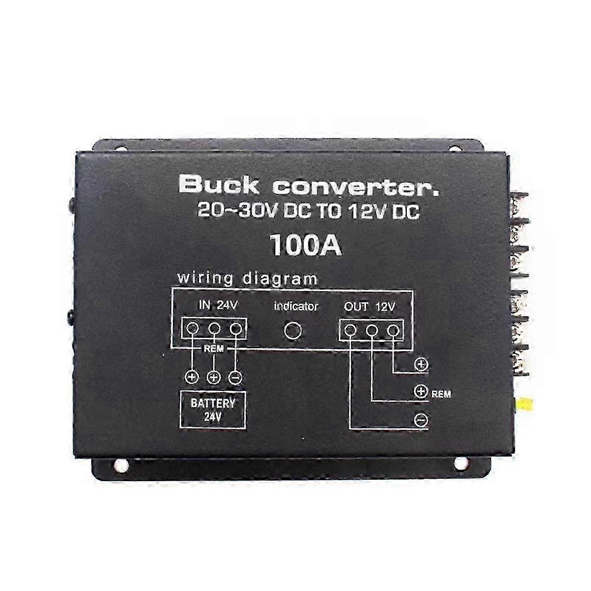 24V to 12V 100A DC-DC Converter with Temp Control for Golf Cart Truck Bus RV Power Supply Edition 1107