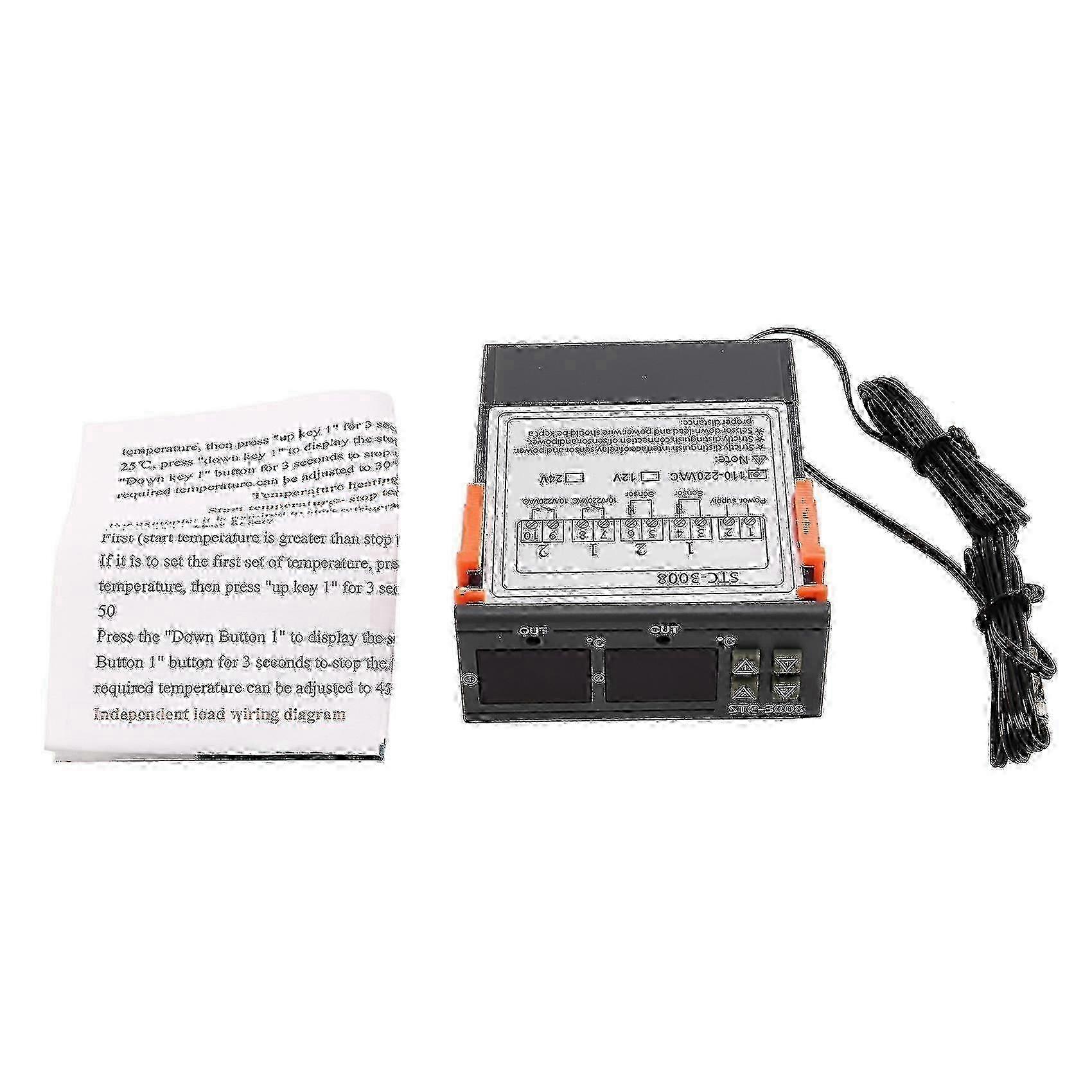 110 - 220v Stc - 3008 Dual Digital Thermostat for Incubator Temperature & Humidity Control