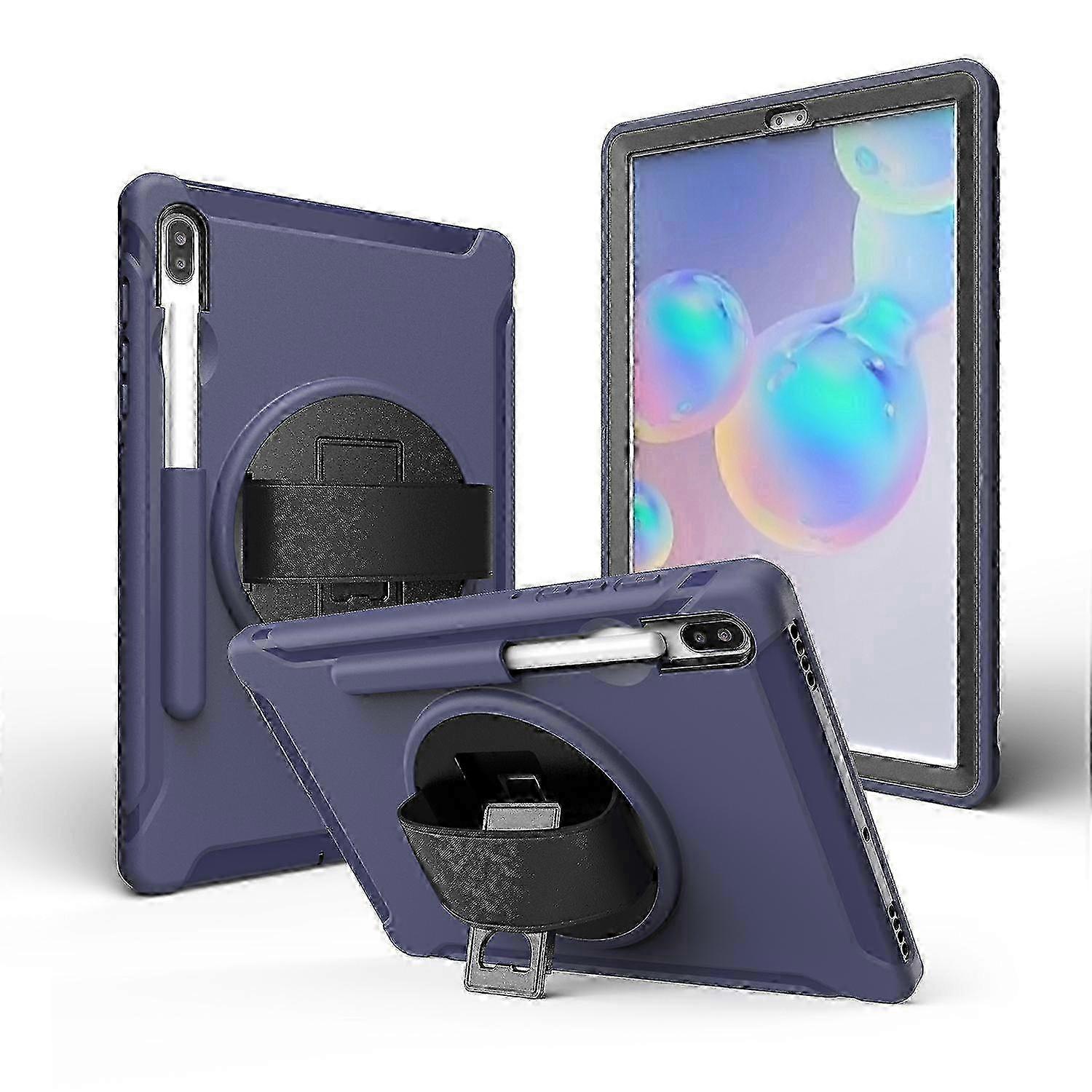 360 Swivel Kickstand PC + TPU Tablet Combo Shell for Samsung Galaxy Tab S6 SM-T860/T865 with Hand Strap