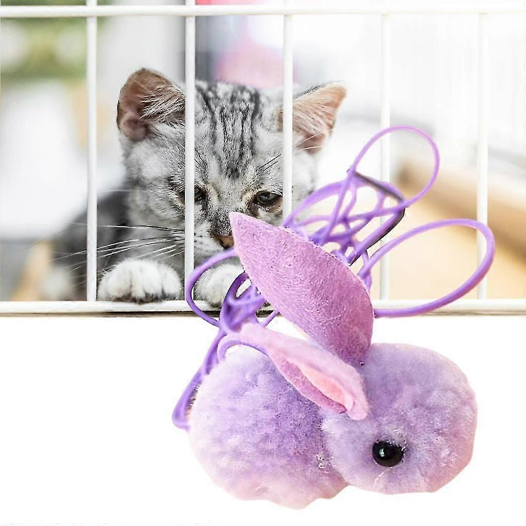 Cat Rabbit Toy Hanging Retractable Plush Exerciser Funny Cat Toys for Window Purple