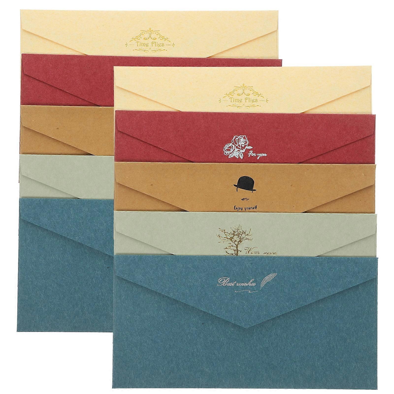 10 Pcs Kraft Paper Invitation Envelopes, Retro Bronzing Blank Envelopes for Party, Wedding, Student Use, Compatible with Photo & Letter Packing