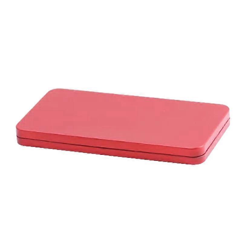 Rectangular Red Metal Tin Box with Lid 17x9x1.5cm for Tools Tweezer Home Storage Organizer