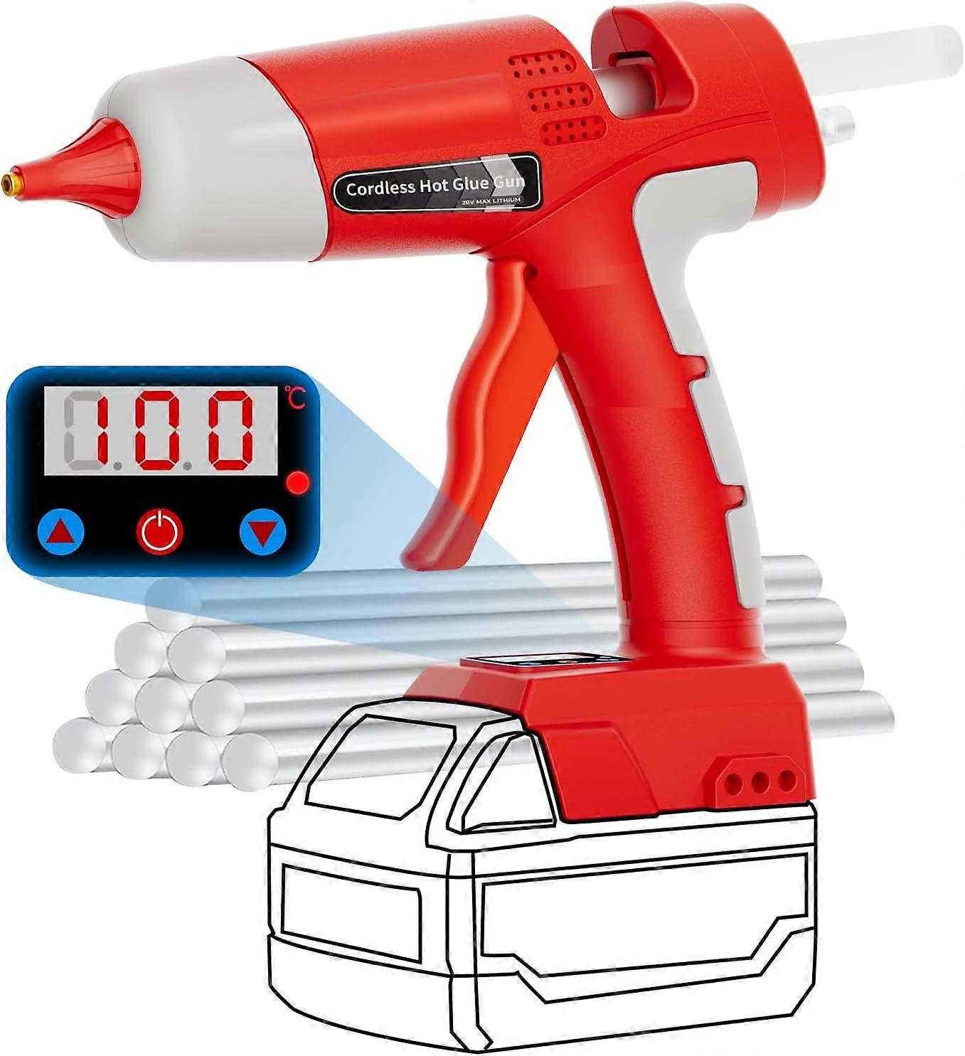 Cordless Hot Glue Gun Full Size for Milwaukee For M18 18V Battery, 100W Portable Hot Glue Guns Adjustable Temp & Glue Output for Crafts & DIY