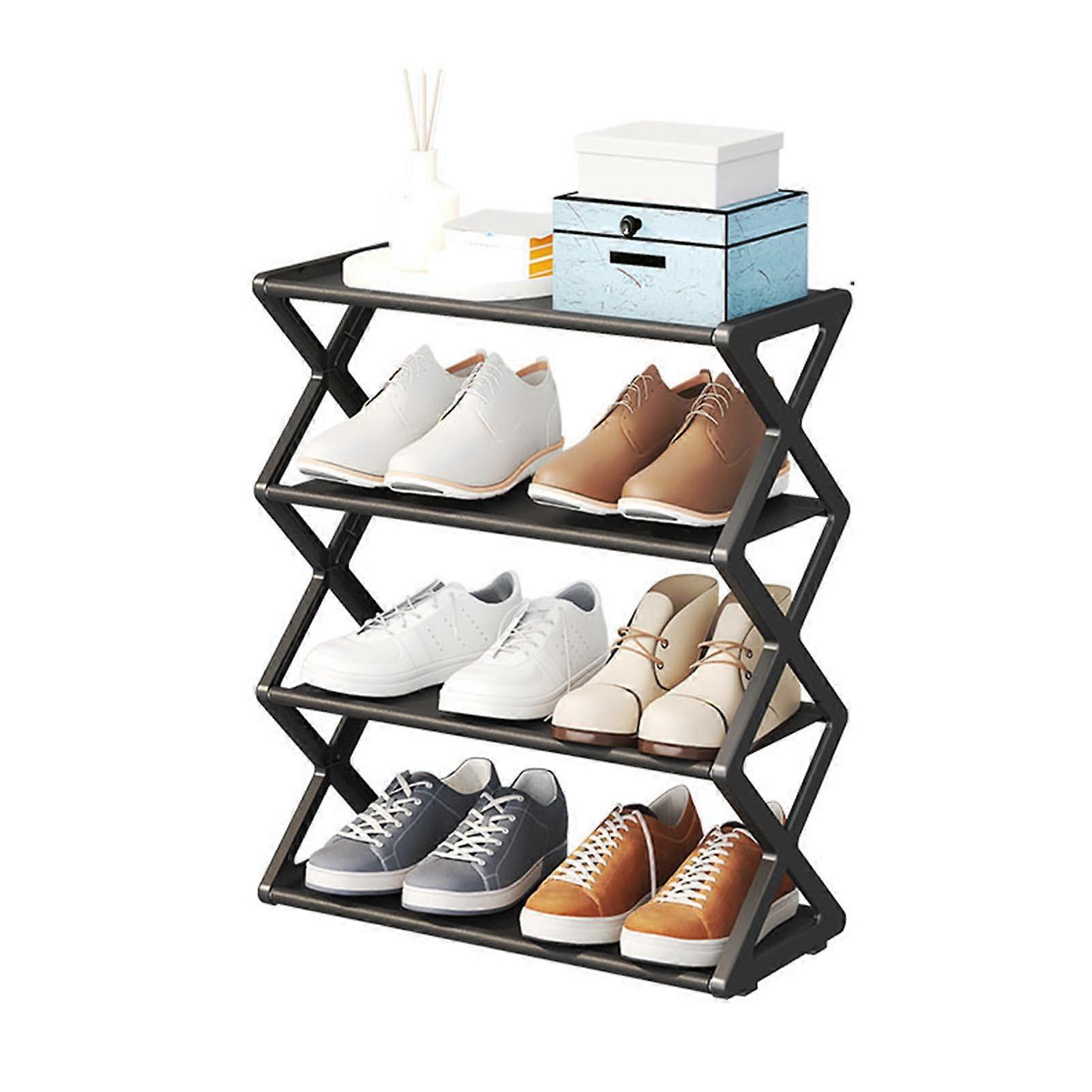 Shoe Rack Organizer with MultiTier Foldable Design for Space Saving Storage in Entryway or Bedroom (Black)