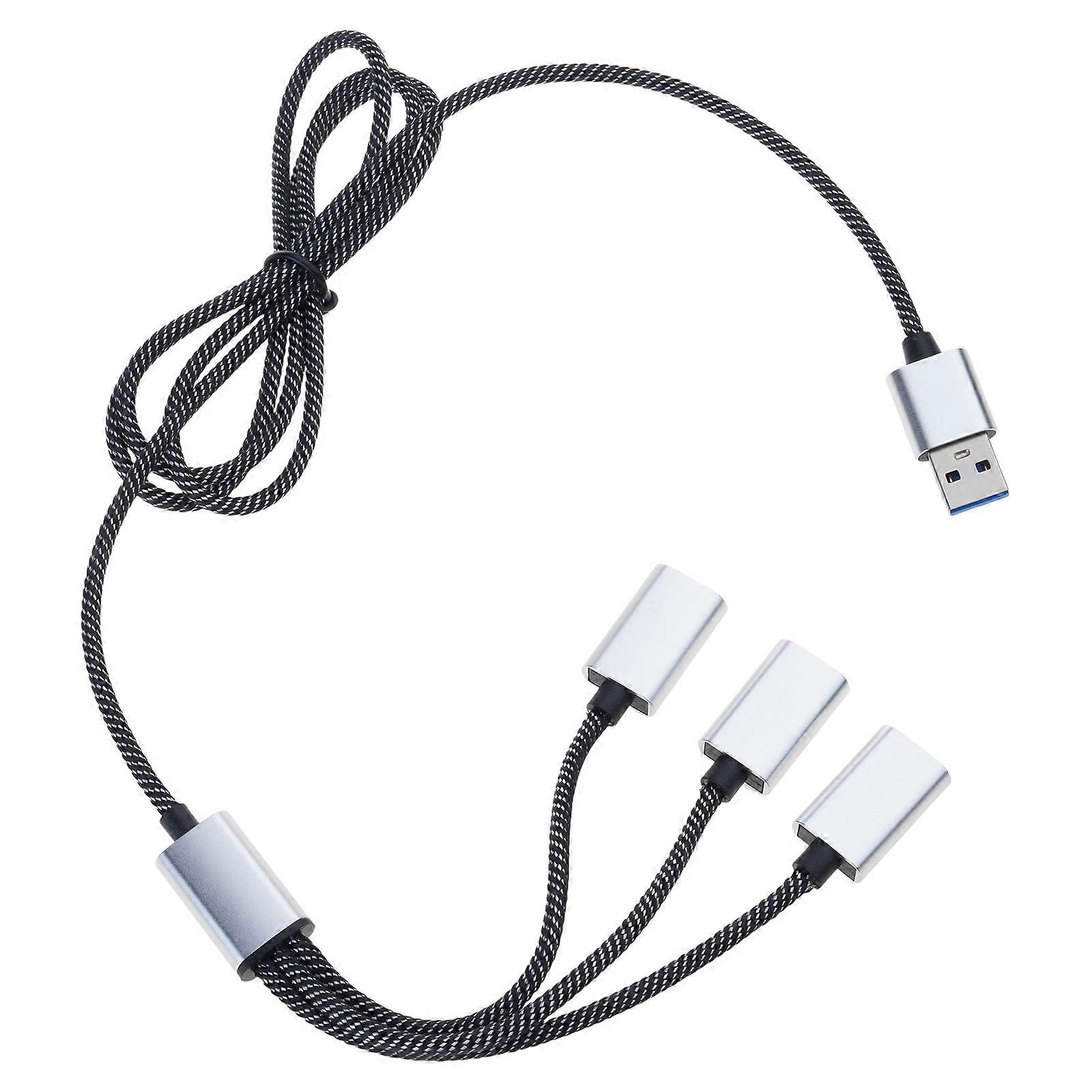 USB Splitter USB Male to 3 Female USB Extension Cable Long USB 2.0 Splitter Support Charging Data Transfer for Keyboard Multicolor