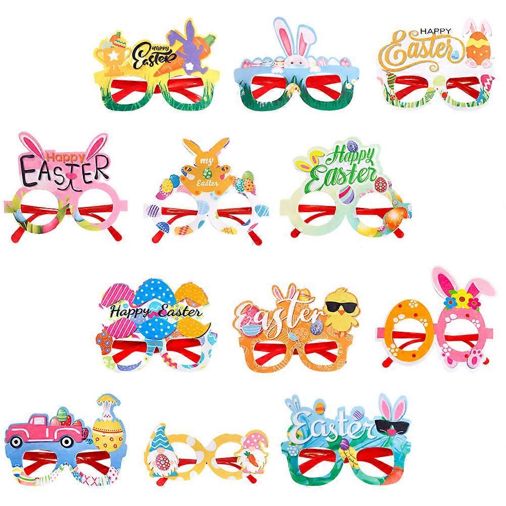 12pcs Easter Glasses Decor Easter Themed Glasses Party Props Easter Eyeglasses Mixed Style