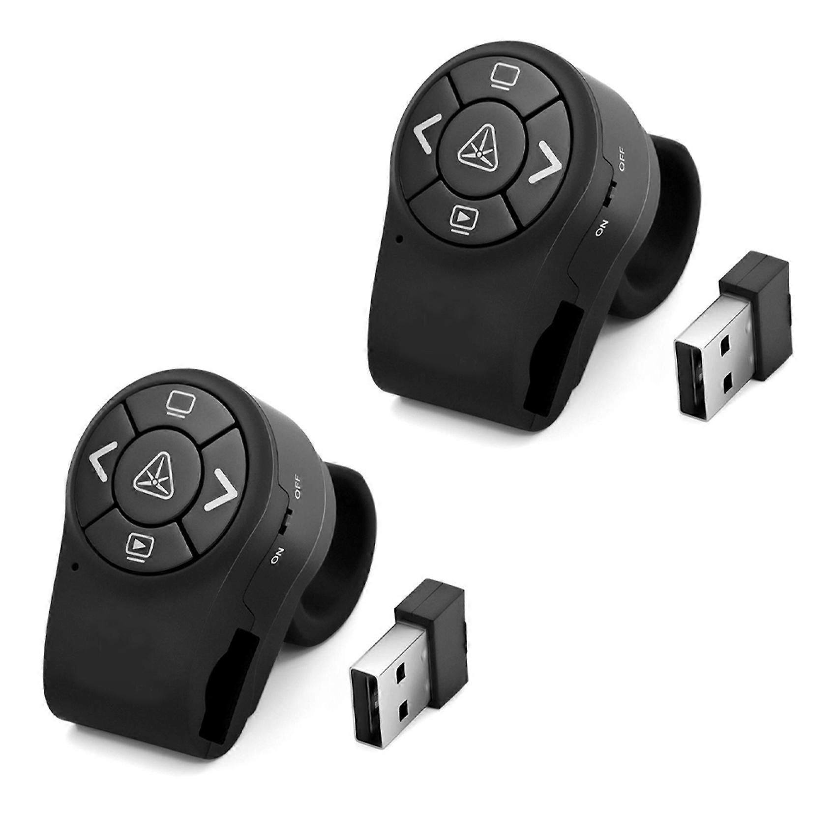 2X Wireless Presenter 2.4G Finger Ring Remote PowerPoint PPT Slides Clicker Pen Rechargeable