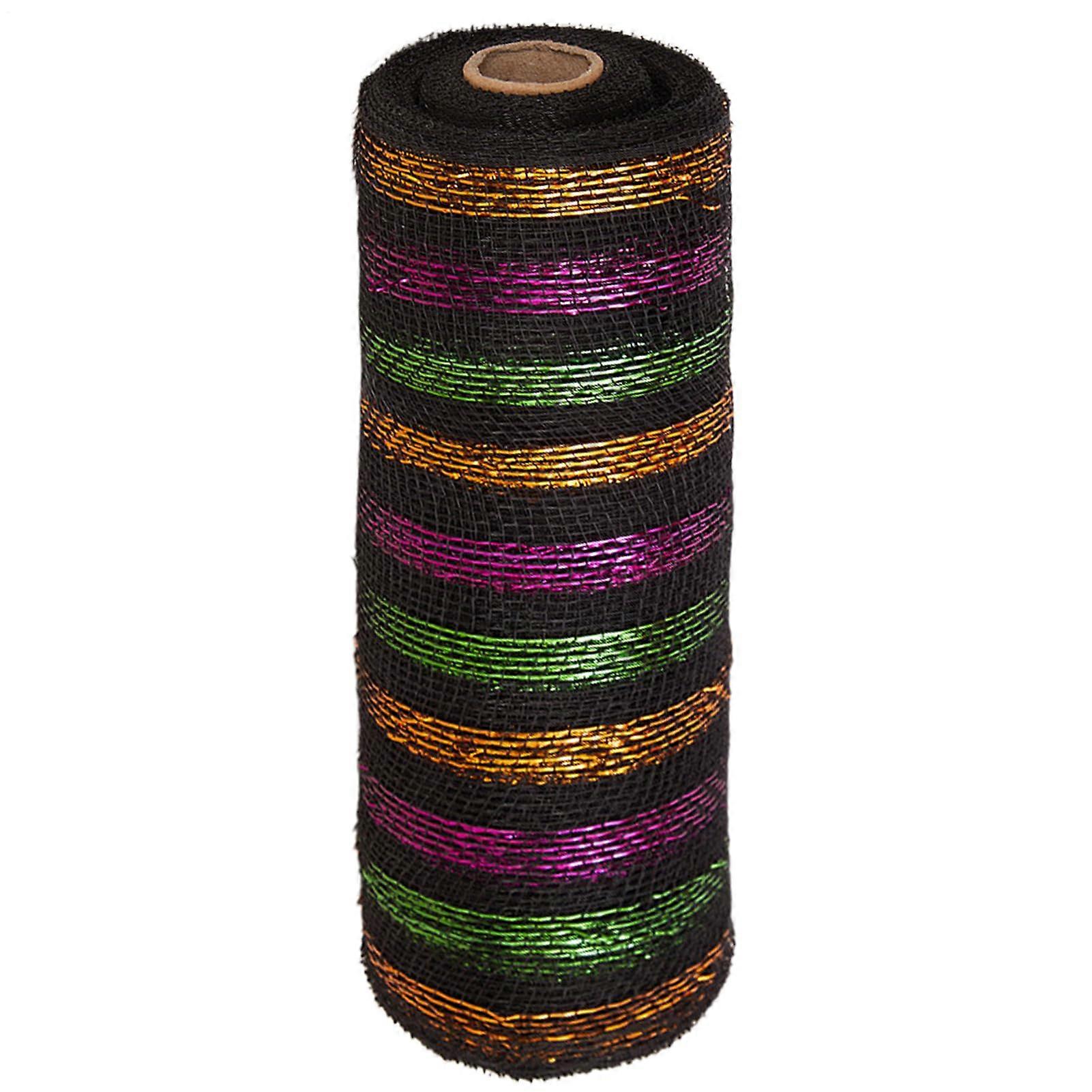 Mesh Ribbon Roll 10 Yards Striped Polyester with Wire Edge for DIY Crafts Wedding Christmas Wrapping