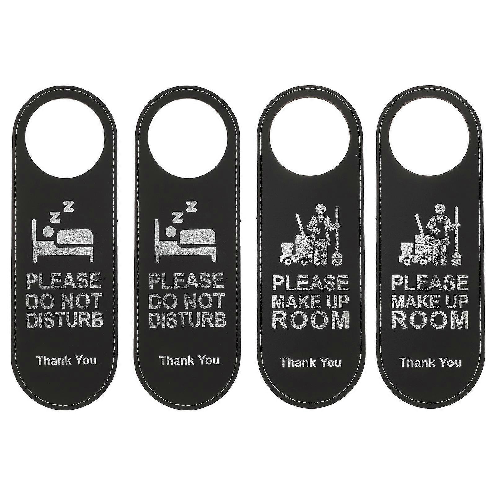 Double Side Door Tag Black PU Do Not Disturb Function 20Pcs
