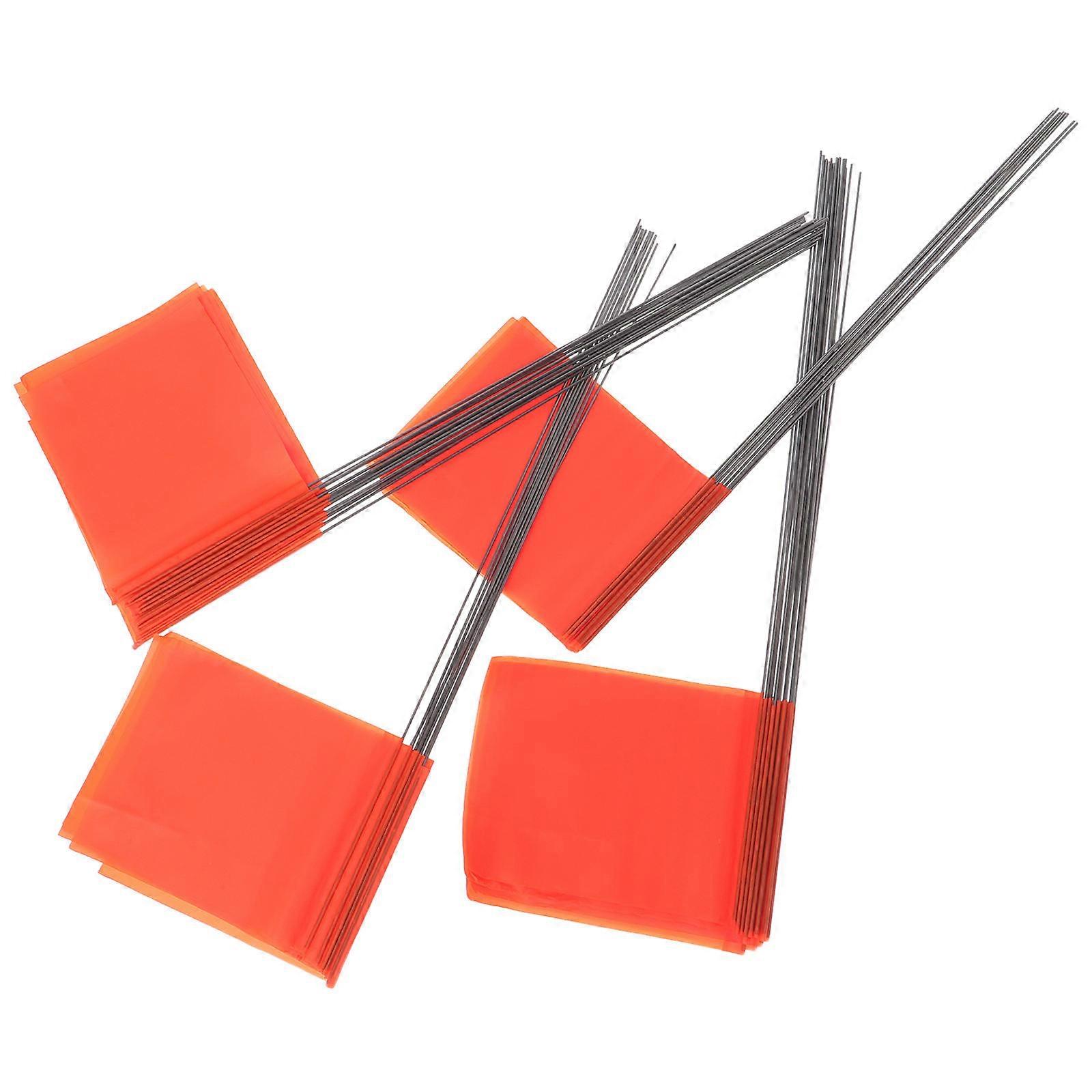 50Pcs Irrigation Flags Marking Flags For Gardening Construction Surveying With Orange Color And Durable PVC Material