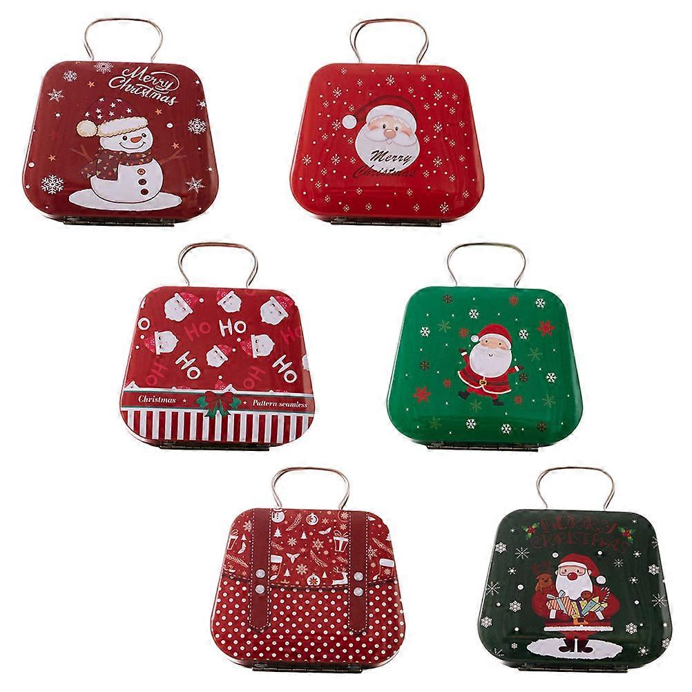 Box Christmas Cookie Tins for Storage 6Pcs with Handle Tote Bag