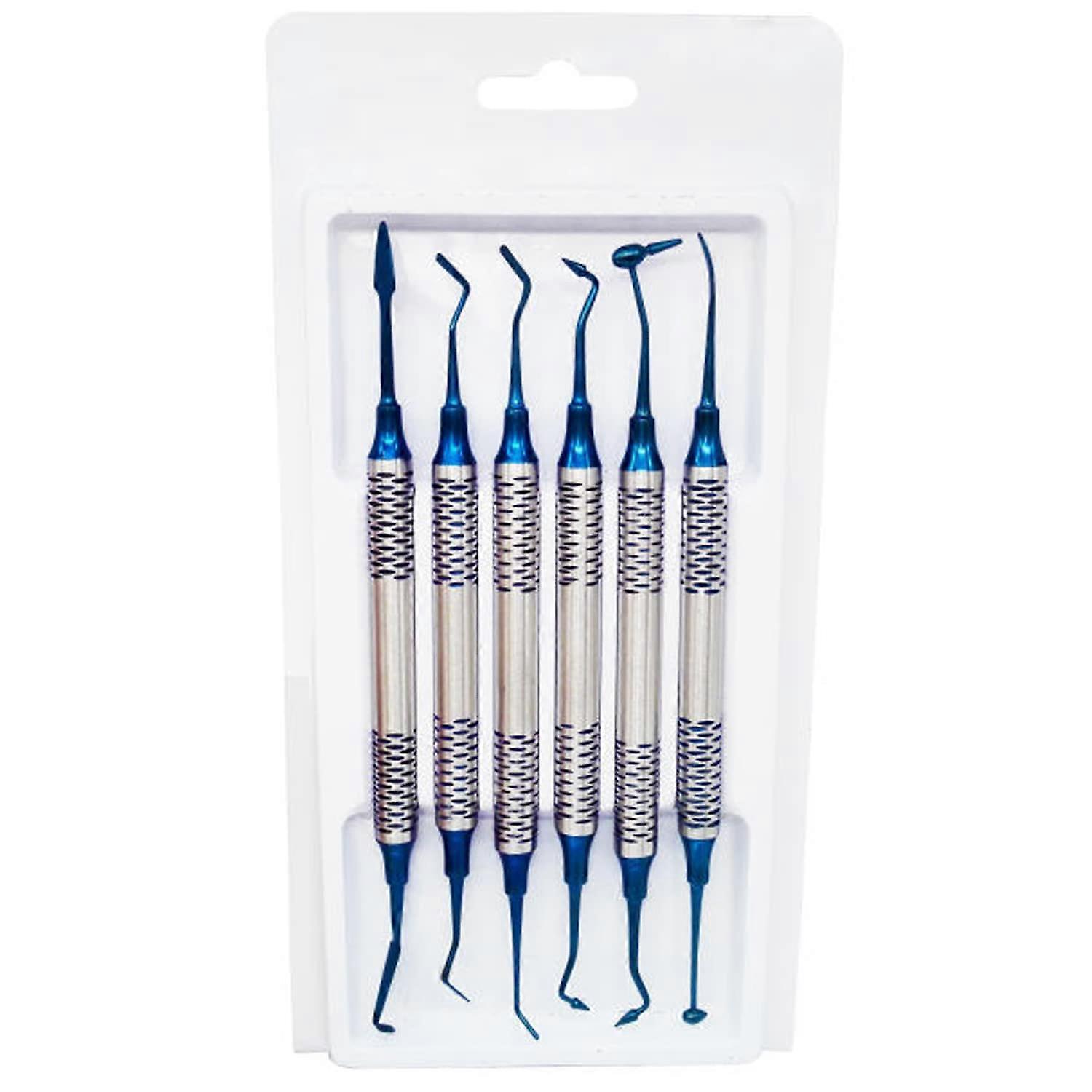 6pcs Dental Composite Filling Instruments Set, Titanium Plated DoubleHeaded Restoration Tools