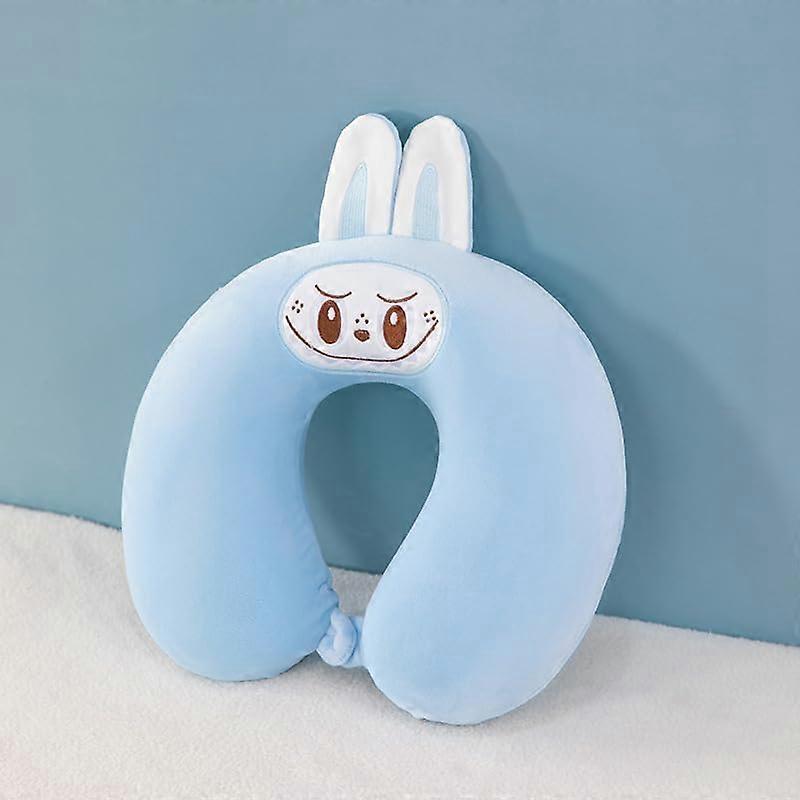 Travel Neck Pillow Slow Rebound Memory Foam UShaped Cushion for Car and Airplane Sleep Blue