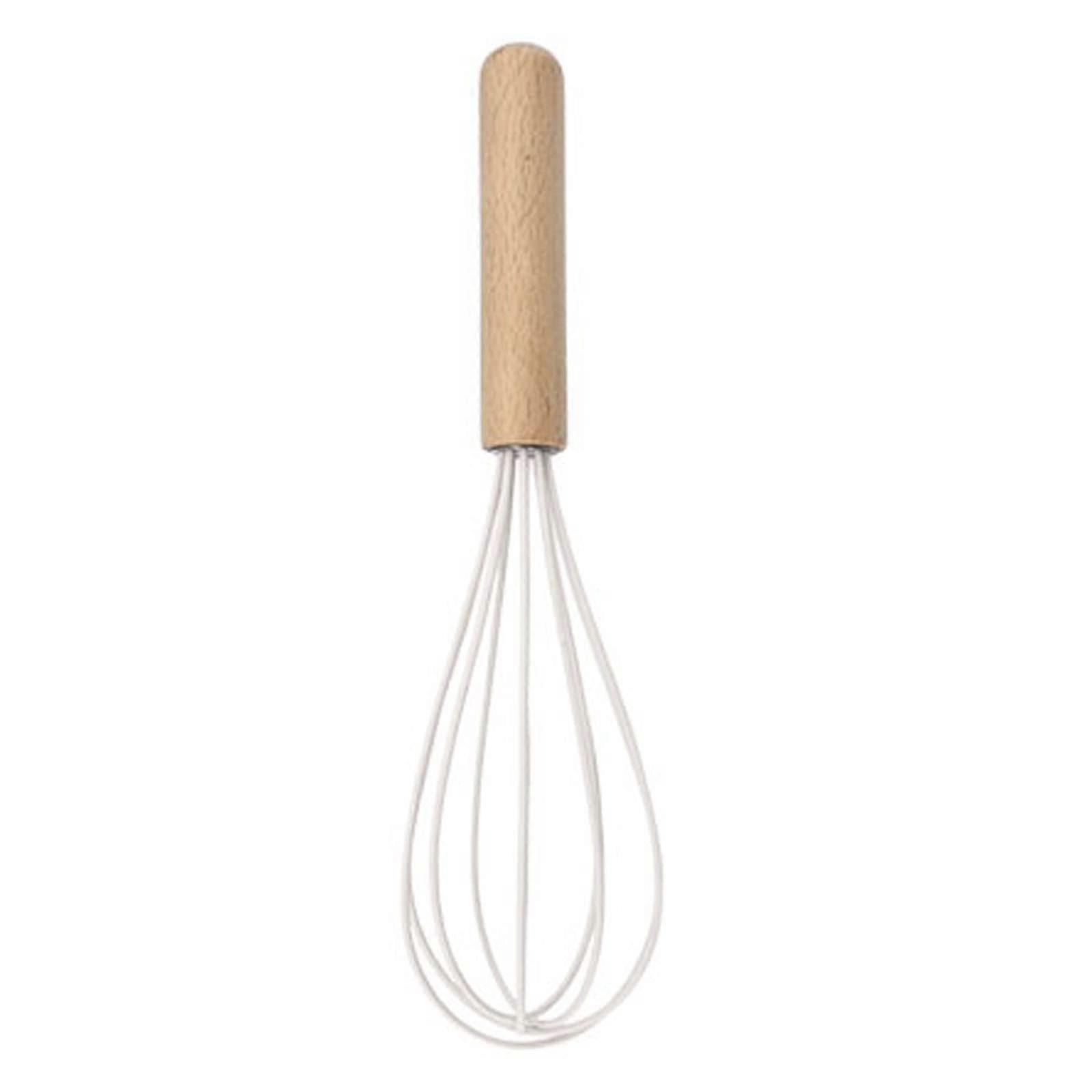 Silicone Egg Whisk with Wooden Handle, Heat Resistant Nonstick Safe for Baking and Cooking