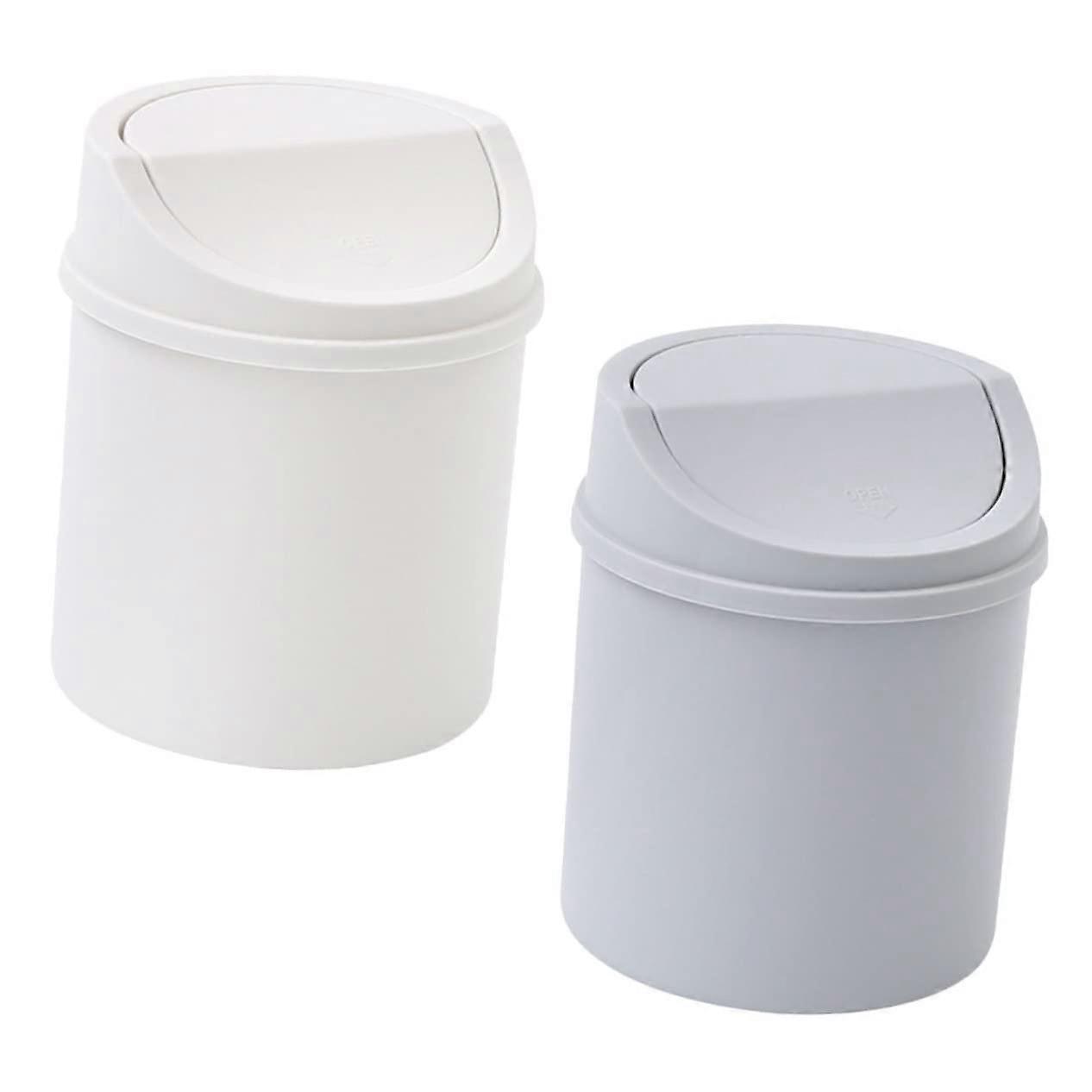 2pcs Desktop Trash Bin with Lid, Odor Resistant Compact Mini Garbage Can for Home and Office