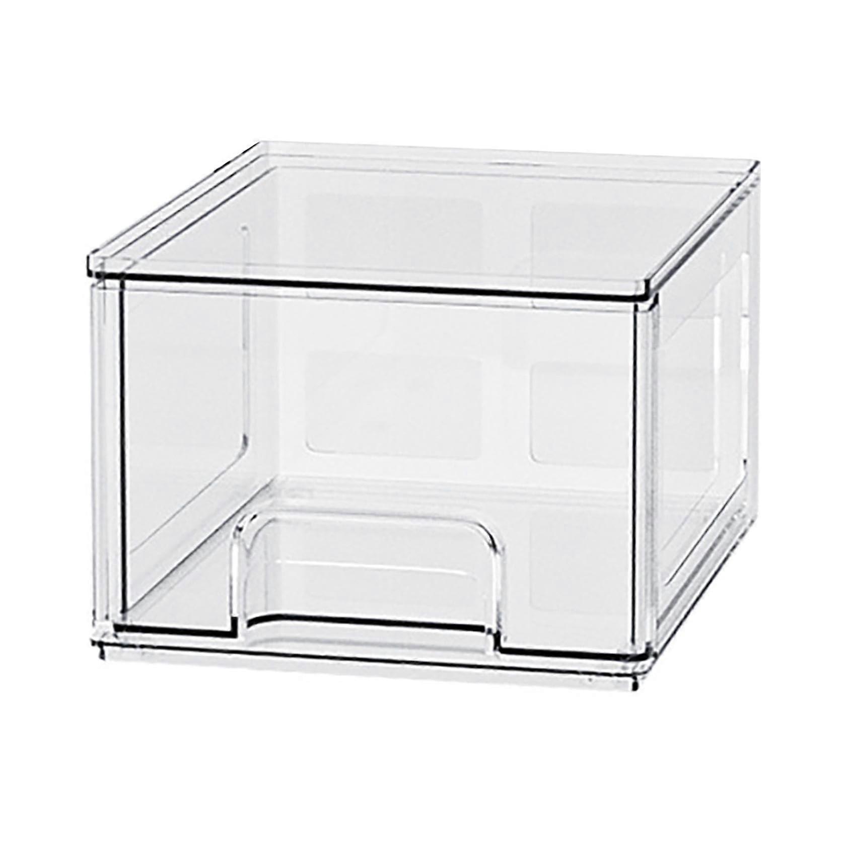 4 Pack Clear Acrylic Stackable Makeup Organizer with Drawers for Bathroom, Vanity and Kitchen Storage