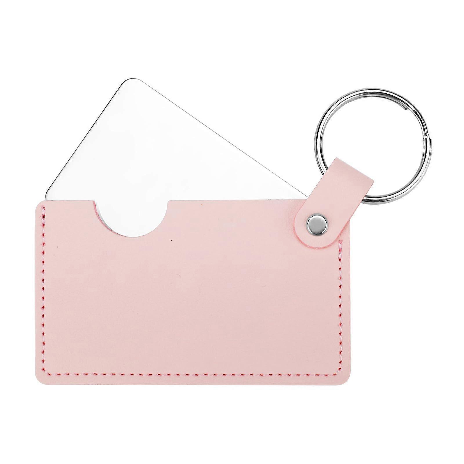 Unbreakable Stainless Steel Pocket Mirror with Rotating PU Leather Case and Keychain for Travel