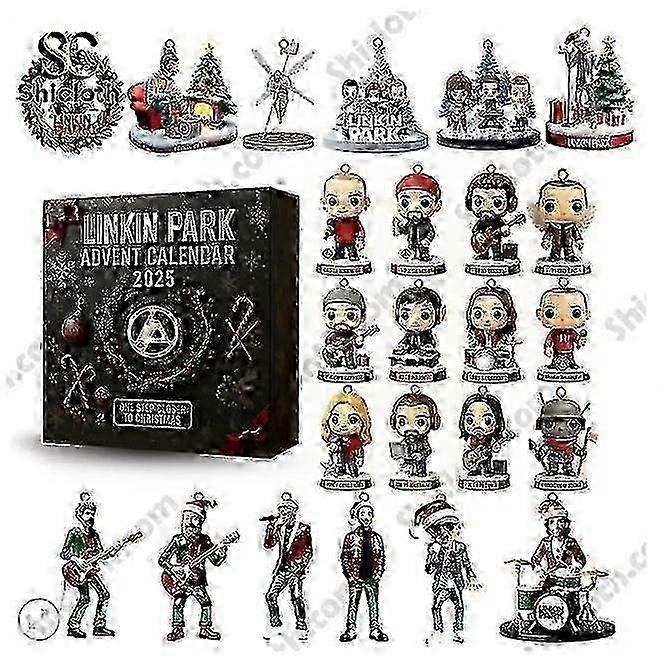 for Linkin Park Themed Advent Calendar Blind Box with Festive Acrylic Tree Decoration Pendants