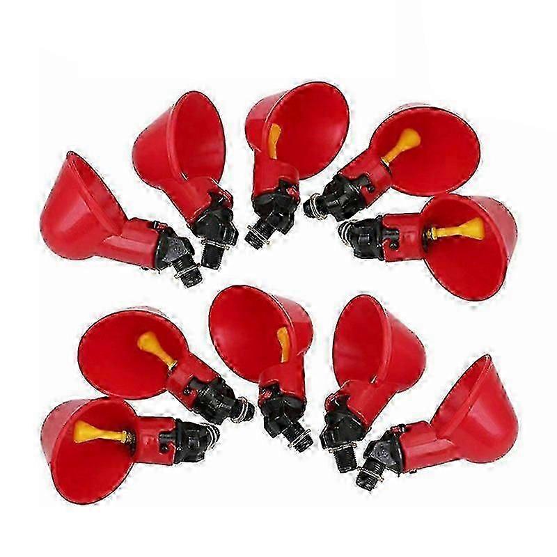 10Pcs Automatic Chicken Quail Drinker Chicken Waterer Bowl with Yellow Nipple Farm Poultry Drinking