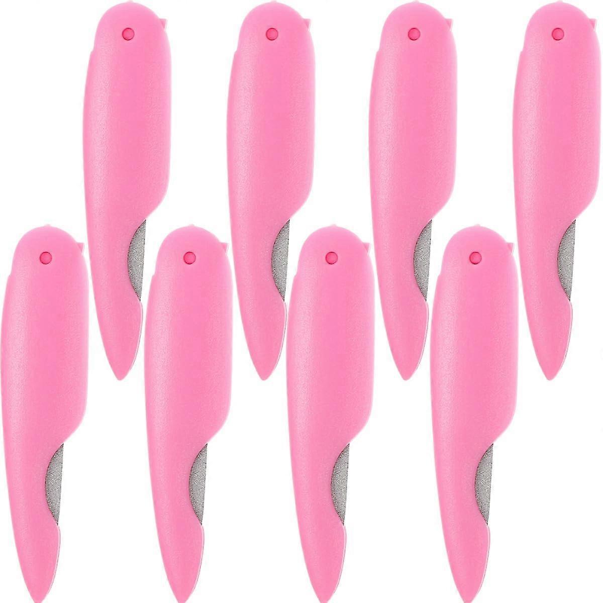 8pcs Folding Nail File Set DualSided Manicure Tools for Precision Shaping and Travel in Pink