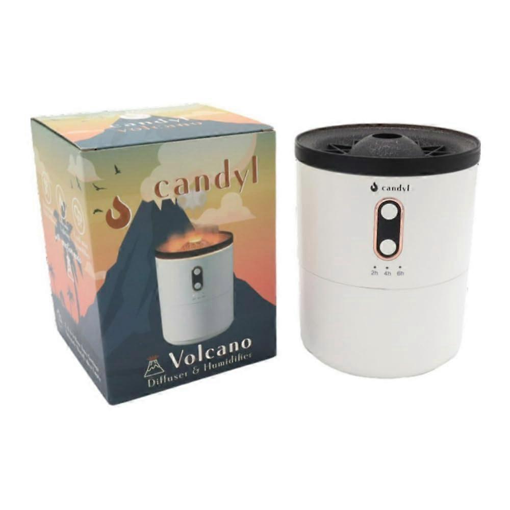 Essential Oil Diffuser and Humidifier Volcano Design with Smoke Ring Effect and Fire and Ice Lights White
