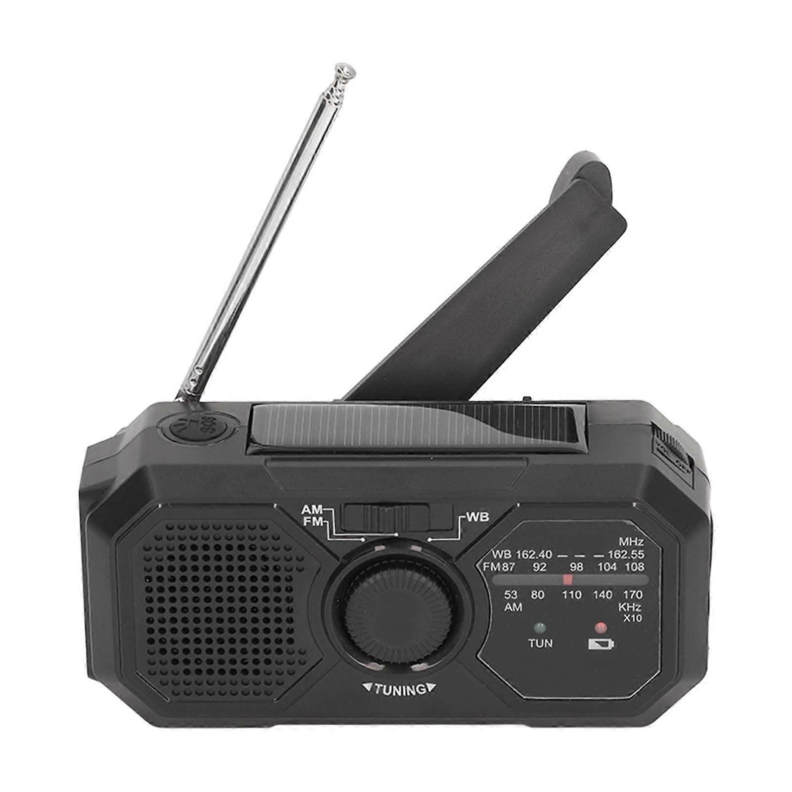 Emergency Weather Radio Solar Hand Crank with Alerts LED Flashlight and Phone Charger for Camping