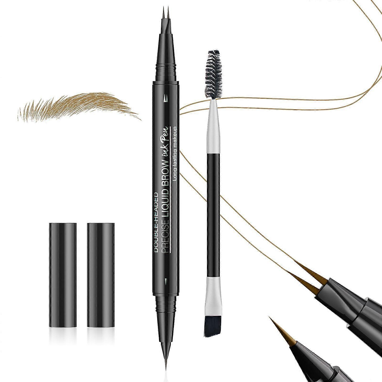 Dual Ended Waterproof Eyebrow Pen with Precision Tip for Natural Long Lasting Brows Light Brown