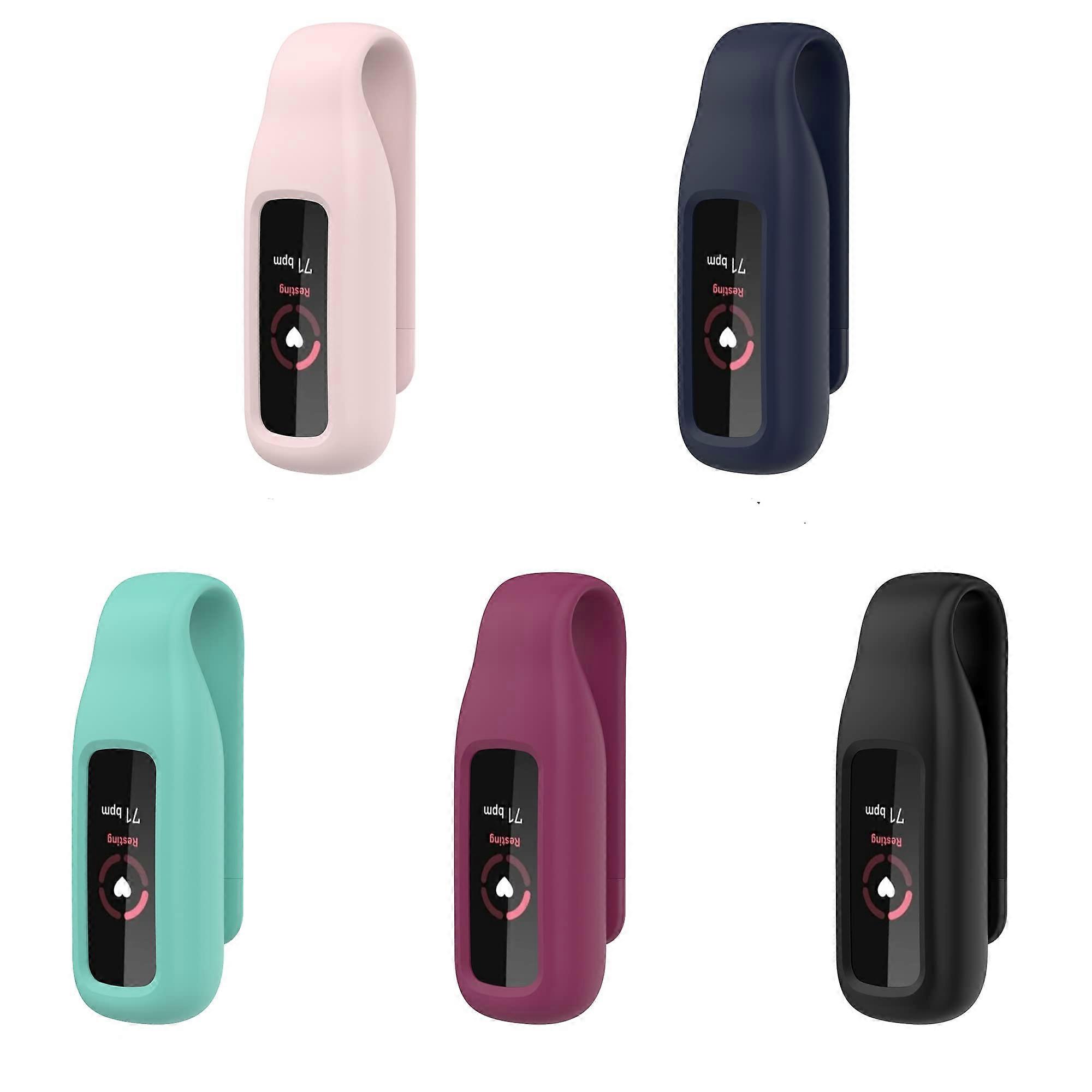 Clip Holder Case with Secure Steel Clip and Colorful Protective Silicone Strap 5Pack for Fitbit Luxe