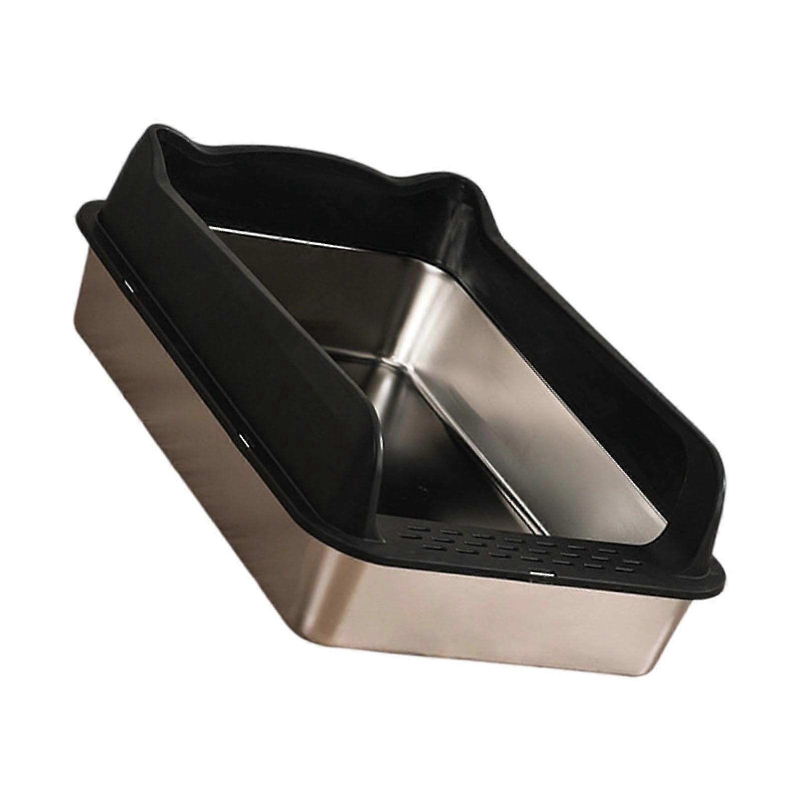 High-Sided Half-Covered Cat Litter Box, Large Capacity, Splash-Proof, White