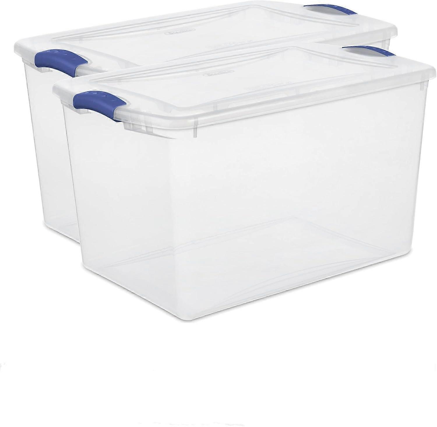 2Pack 66 Quart Clear Plastic Storage Bins with Lids, Stackable Organizer Totes for Garage and Home