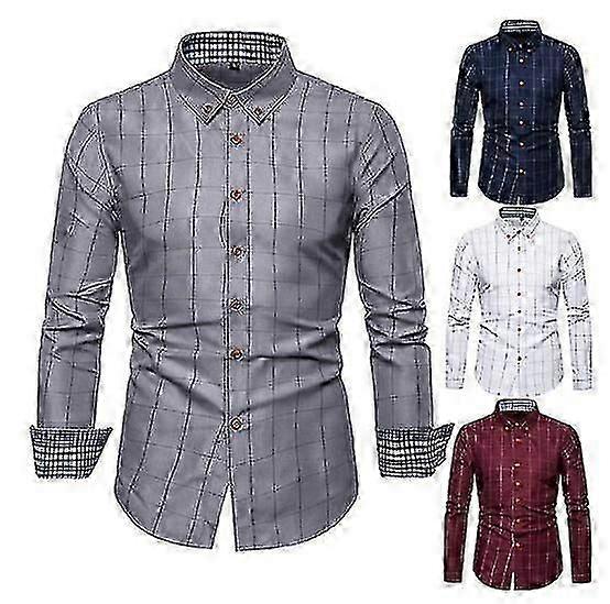 Herren kariertes Langarm-Freizeithemd