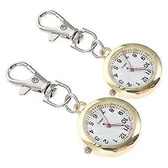 Golden Nurse Hanging Watch Retro Pocket Quartz Watch for Medical Professionals 2Pcs
