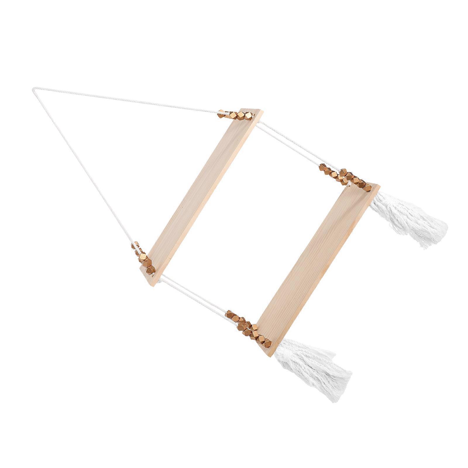 Macrame Boho Shelf for Storage Wooden Floating Wall Hanging Shelf