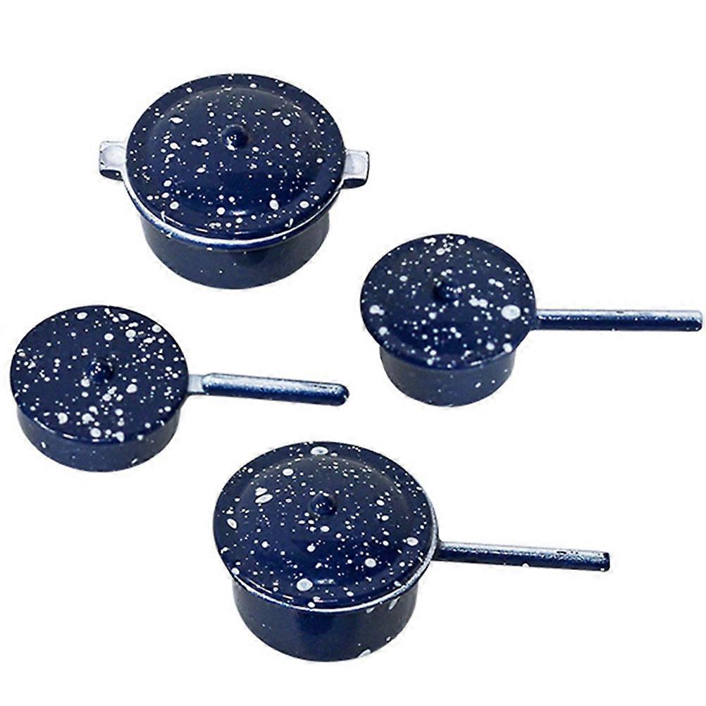 Kitchen Model Toy Miniature Pot for Decor 4Pcs Doll House Kitchen Cookware