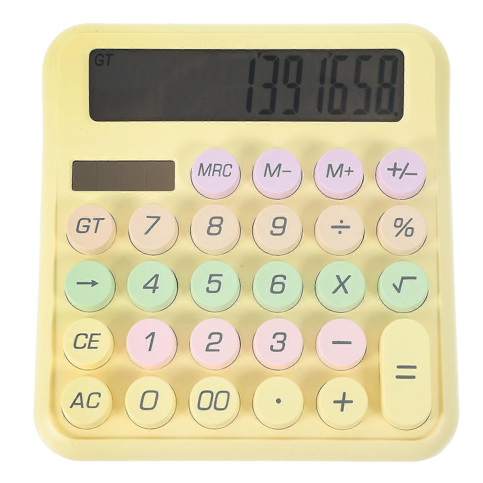 Yellow Basic Calculator for Calculating 2Pcs Portable and Convenient Office Tool