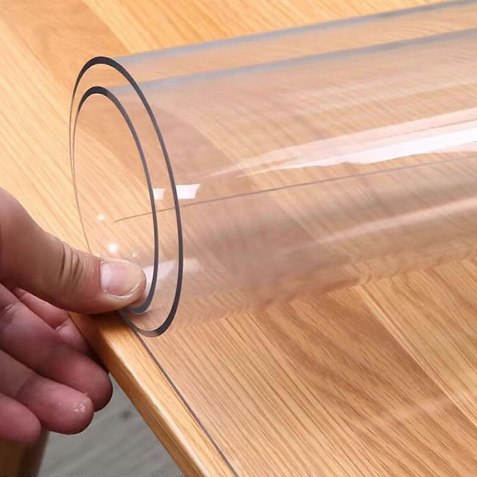 PVC Table Protector 2mm Thick 43x91in Clear Heat Resistant Dining Table Cover Scratch Spill Proof