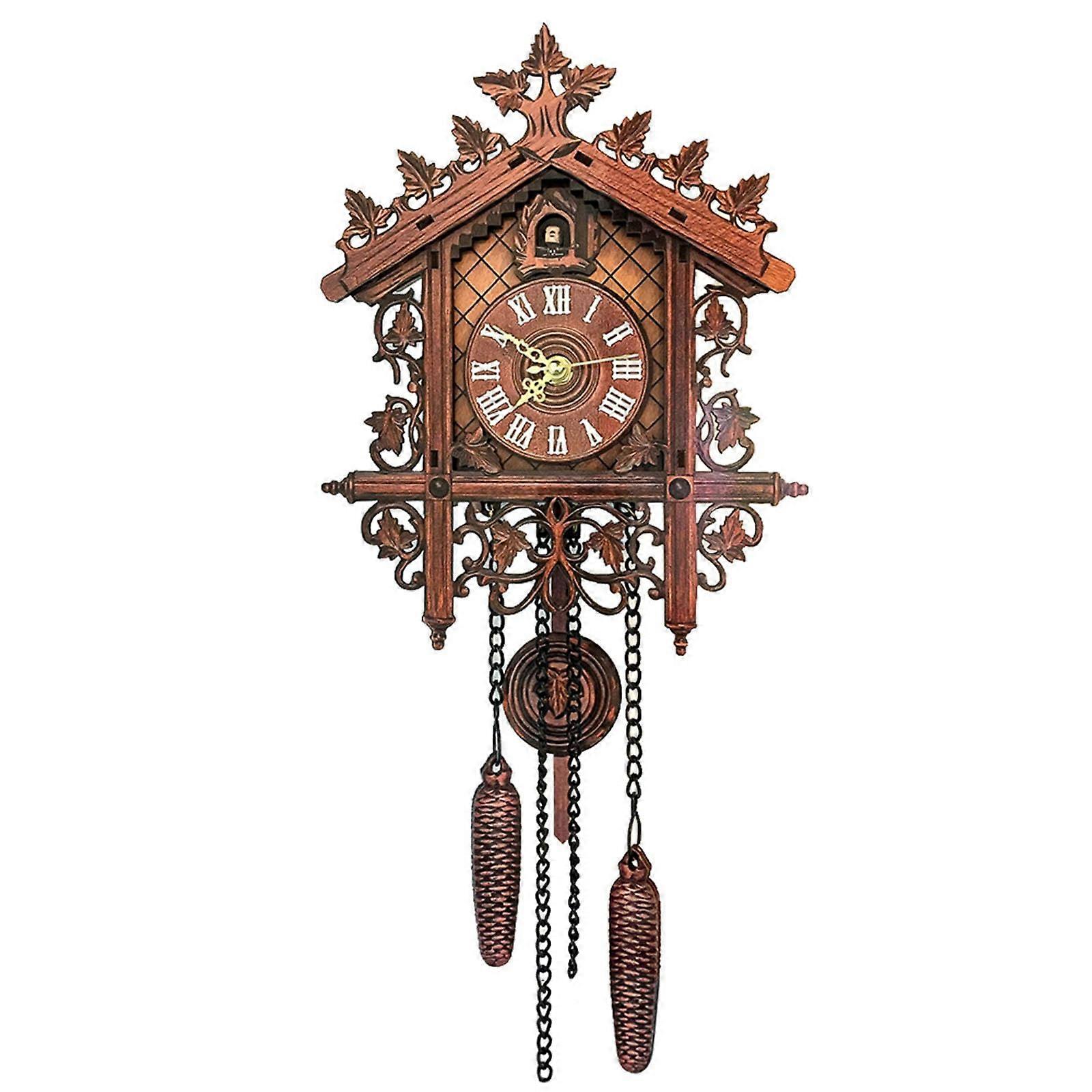 Vintage Cuckoo Wall Clock with Pendulum, Retro Design, Battery Powered, Holiday Gift Decor