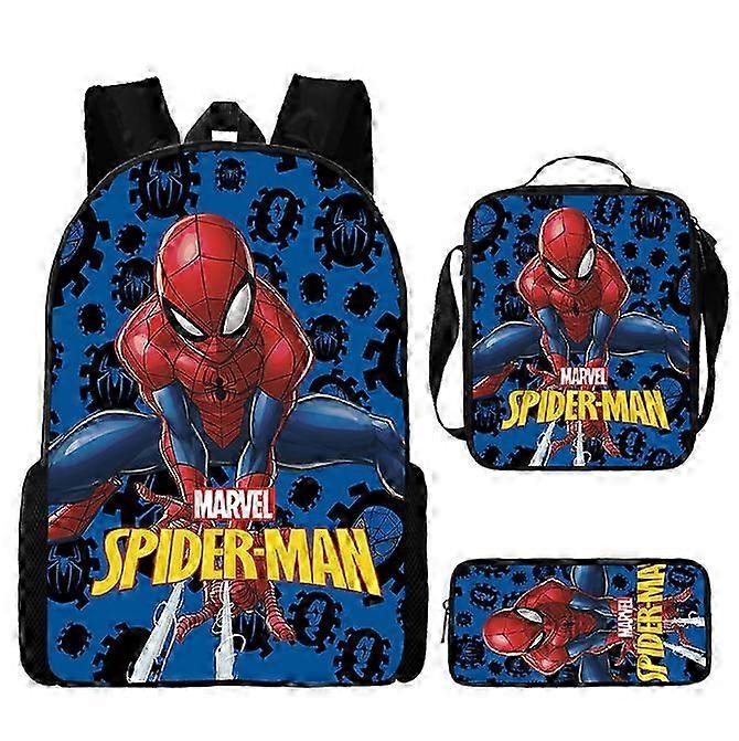 26-27 Kids 3Pcs/Set Spider Man Backpack Bag Lunch Bag Pencil Case School Travel Gift