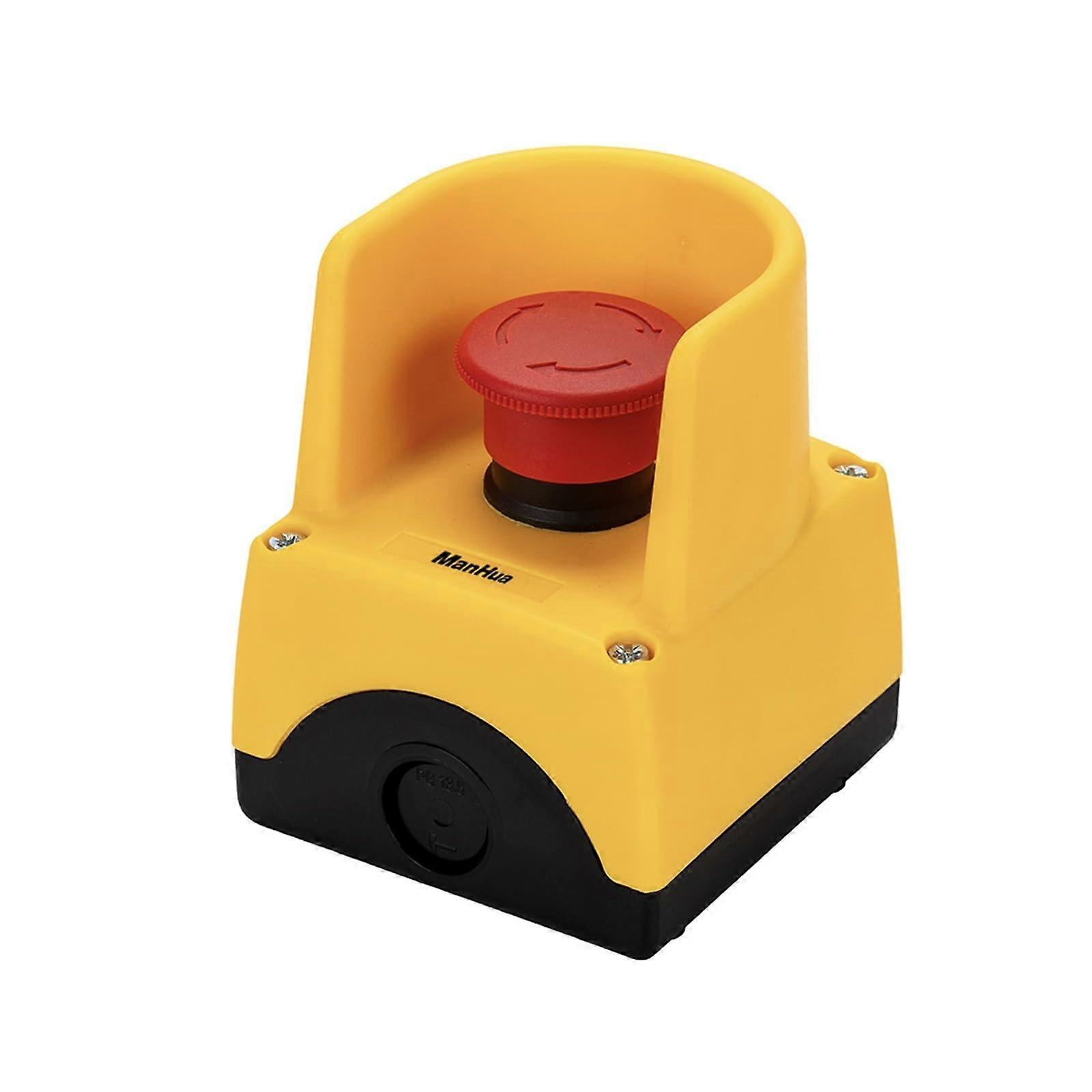 Emergency Stop Button Control Box with Red Latching Mushroom Push Button NO+NC Turn Release