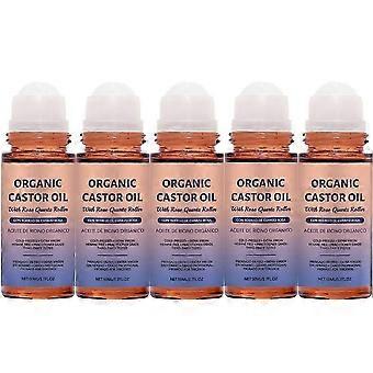 Biologische gouden ricinusolie roll-on met rozenkwarts voor huid en lichaam 50 ml - JK