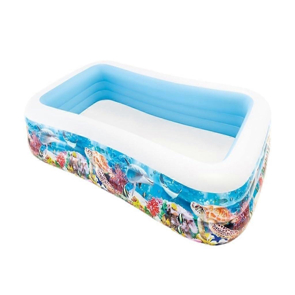 Large Inflatable Swimming Pool for Family, Rectangular PVC Backyard Pool with Wide Stable Sidewalls