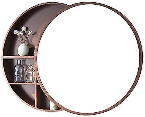 Modern Round Bathroom Mirror Cabinet with Shelf Storage, Wall Mounted Space Saving Vanity Unit
