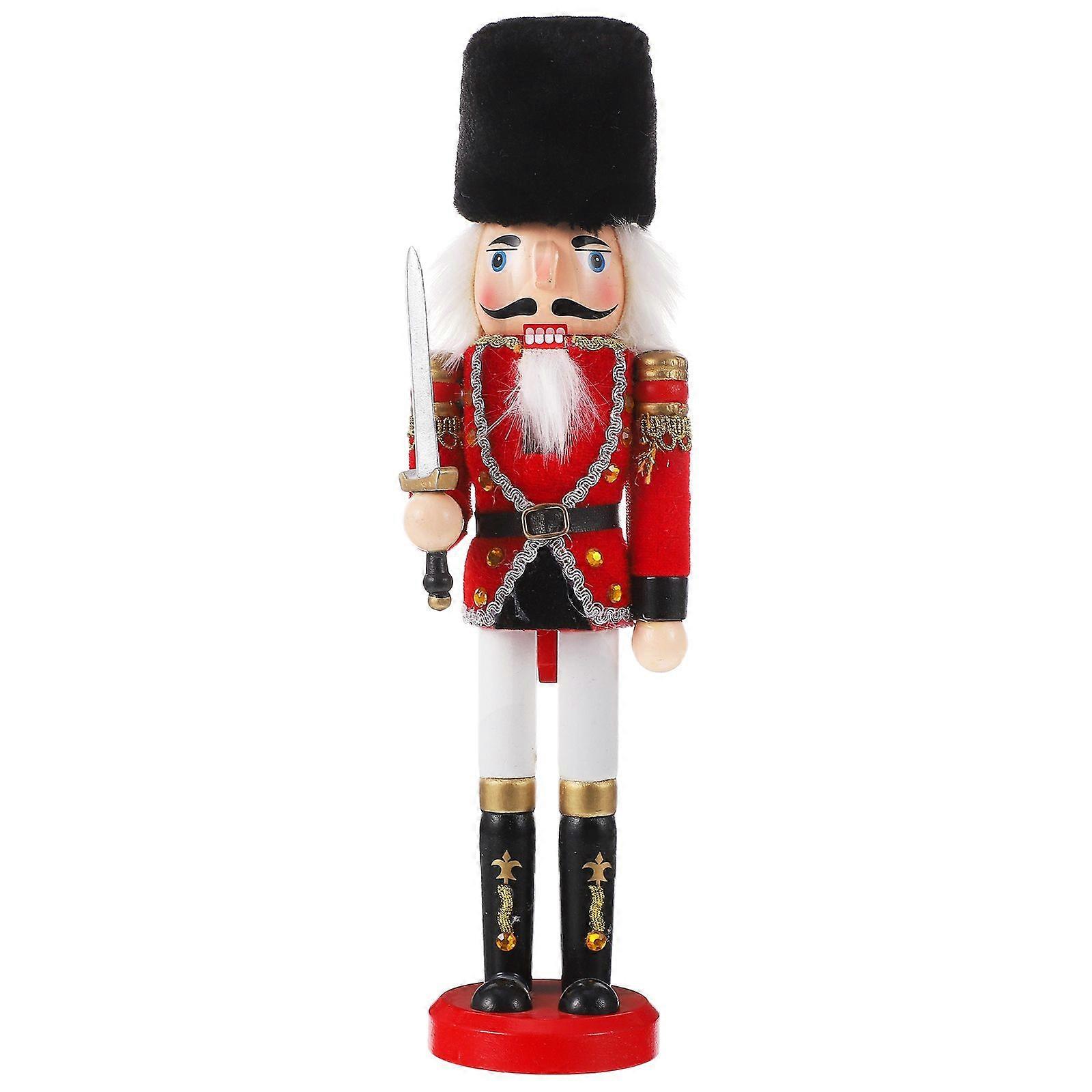 Nutcracker Puppet Desktop Ornaments Wooden Walnut Soldier Desktop Decor