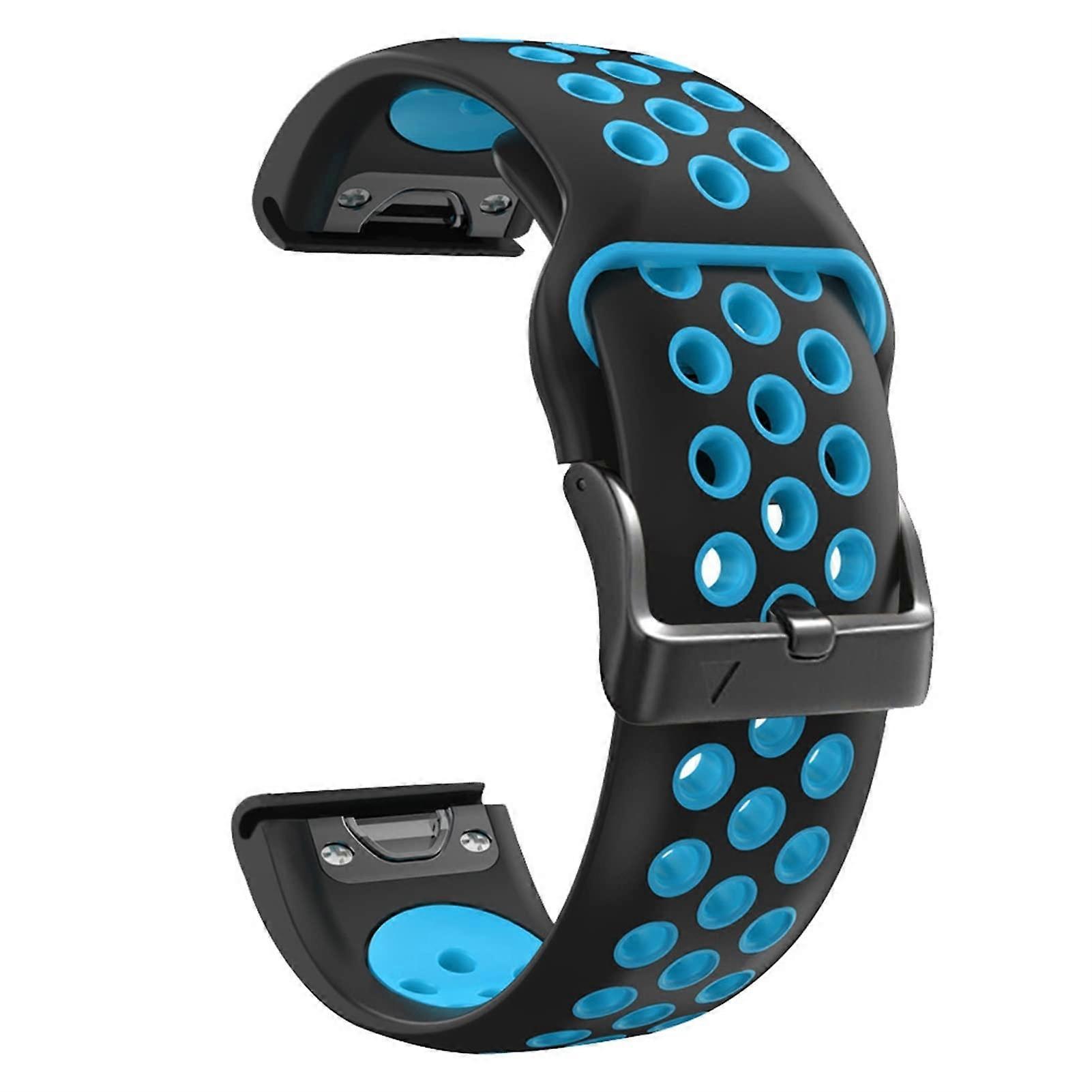 22mm Black Blue Silicone Strap Quick Release Comfortable Replacement Watch Band for Garmin Fenix 6