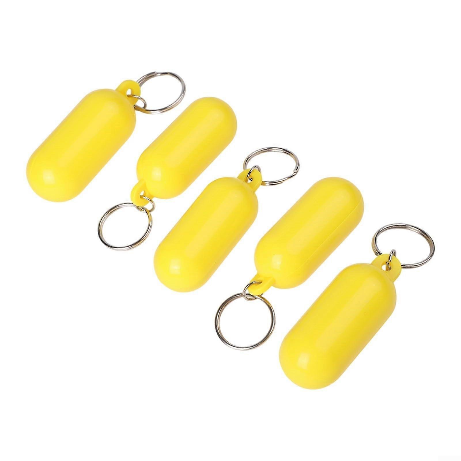 5pcs ABS Plastic Floating Keychains White Oval 2.56x0.98in for Boating Kayaking and Diving